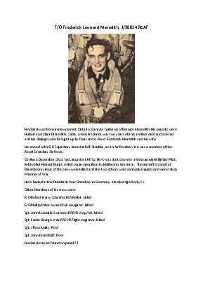A preview of a PDF biography for Meredith, Frederick Leonard